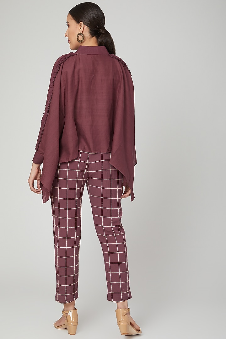 Wine Cotton Oversized Shirt For Girls by Chambray - Kids at Pernia's Pop Up Shop