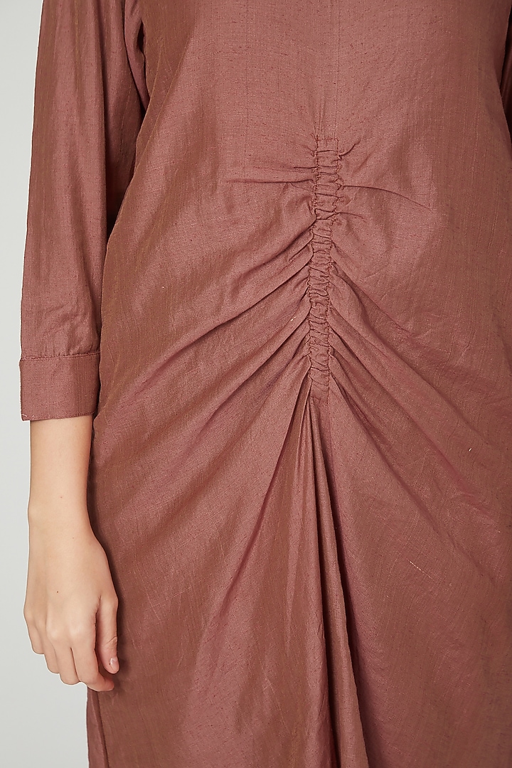 Red Khadi Silk Pant Set For Girls by Chambray - Kids at Pernia's Pop Up Shop
