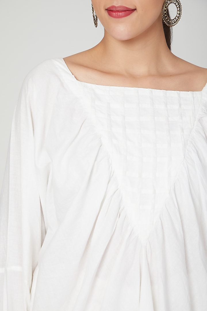 White Pleated Top For Girls by Chambray - Kids at Pernia's Pop Up Shop