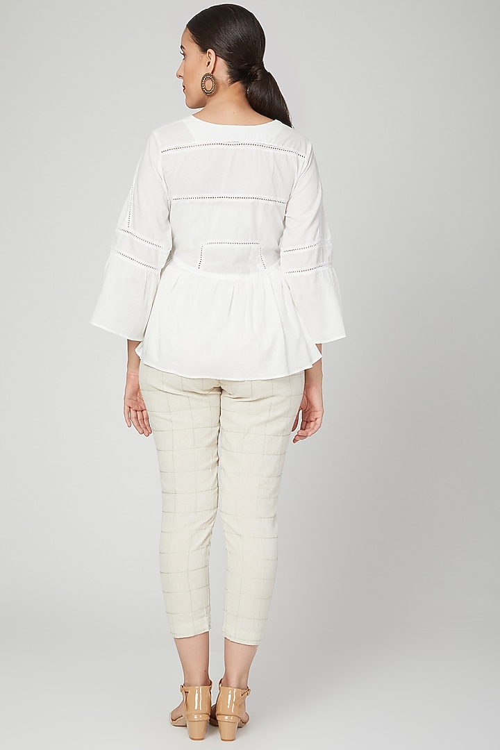 White Frilled Top With Tie-Up For Girls by Chambray - Kids at Pernia's Pop Up Shop