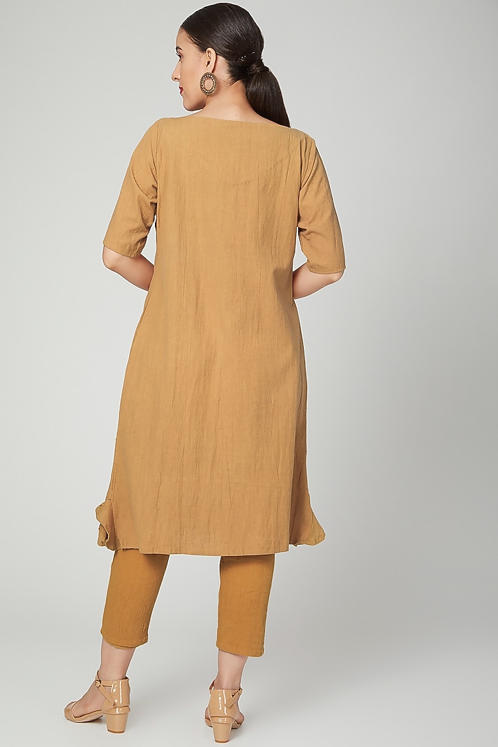 Brown Embroidered Pant Set For Girls by Chambray - Kids at Pernia's Pop Up Shop