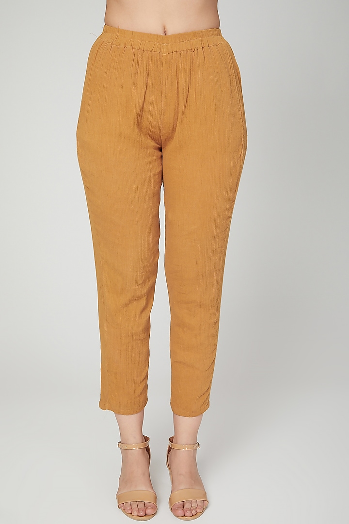 Brown Embroidered Pant Set For Girls by Chambray - Kids at Pernia's Pop Up Shop
