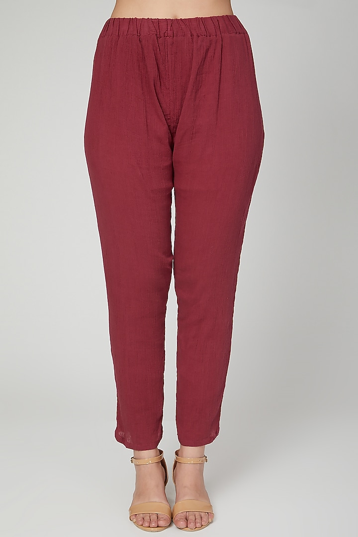 Wine Vegan Silk Pant Set For Girls by Chambray - Kids at Pernia's Pop Up Shop