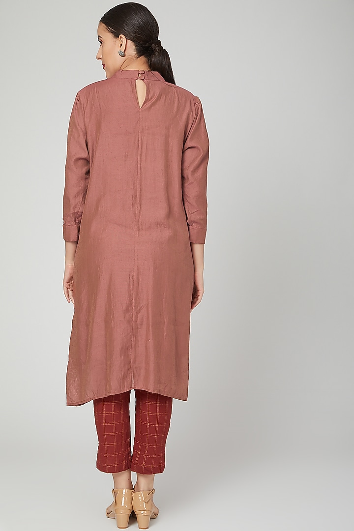 Red Linen Silk Tunic For Girls by Chambray - Kids at Pernia's Pop Up Shop