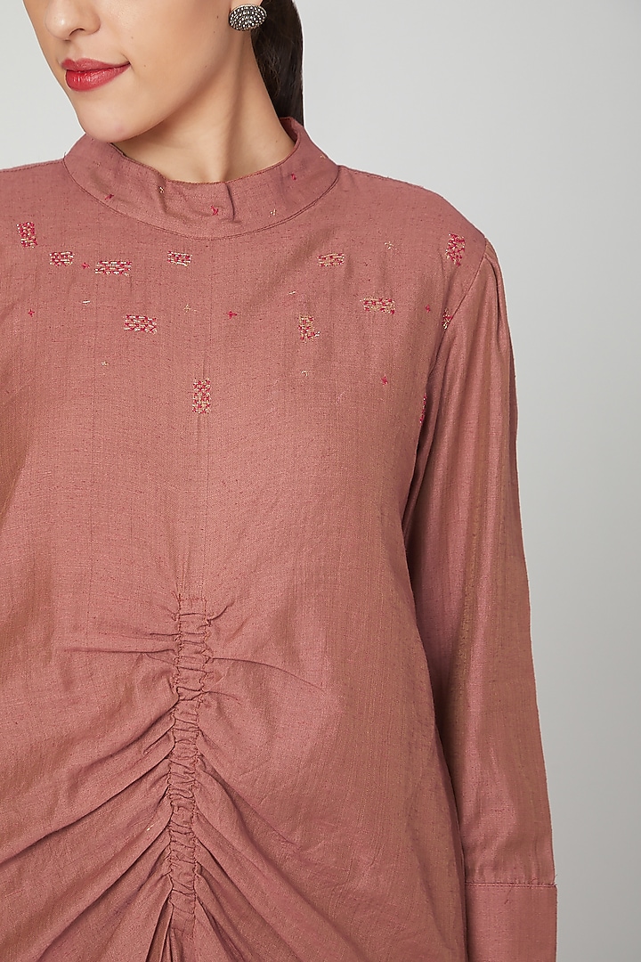 Red Linen Silk Tunic For Girls by Chambray - Kids at Pernia's Pop Up Shop