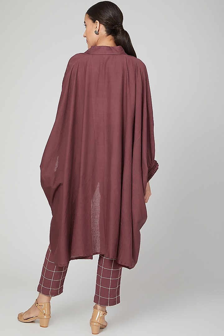 Wine Cotton Shirt For Girls by Chambray - Kids at Pernia's Pop Up Shop