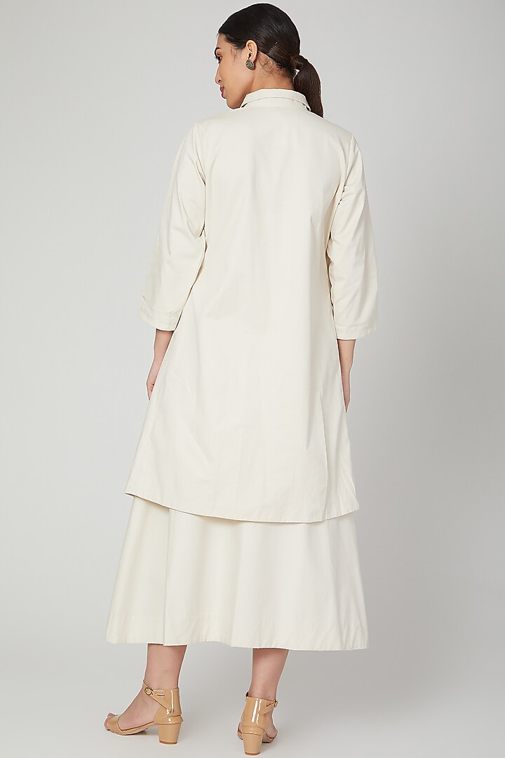 White Cotton Skirt Set For Girls by Chambray - Kids at Pernia's Pop Up Shop