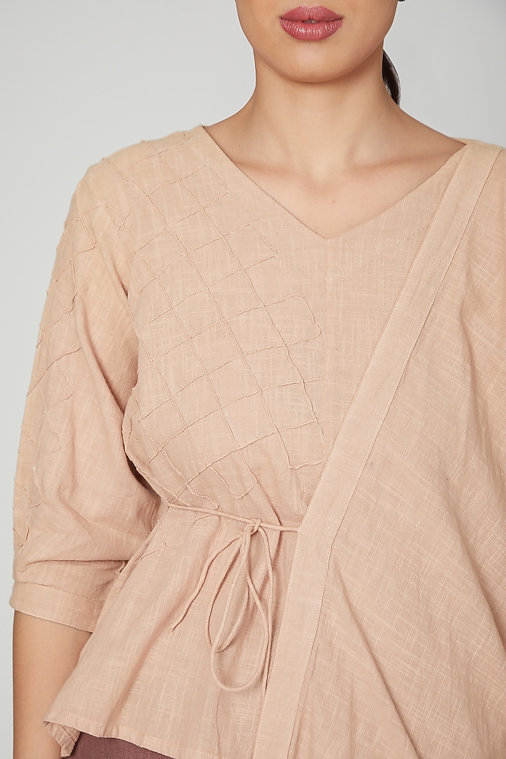 Brown Cotton Slub Tunic Set For Girls by Chambray - Kids at Pernia's Pop Up Shop