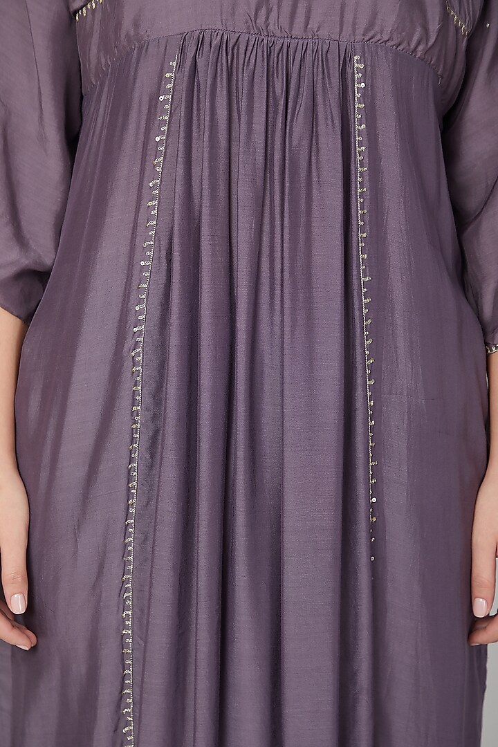 Purple Embroidered Tunic Set For Girls by Chambray - Kids at Pernia's Pop Up Shop