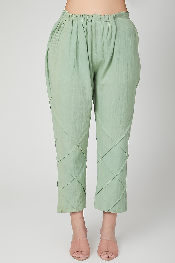Mint Green Hand Embroidered Tunic Set For Girls by Chambray - Kids at Pernia's Pop Up Shop