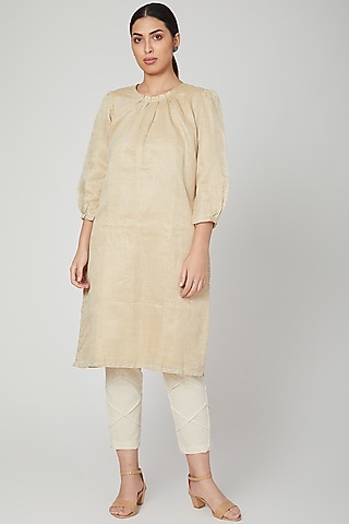 White High-Neck Dress With Pants For Girls by Chambray - Kids
