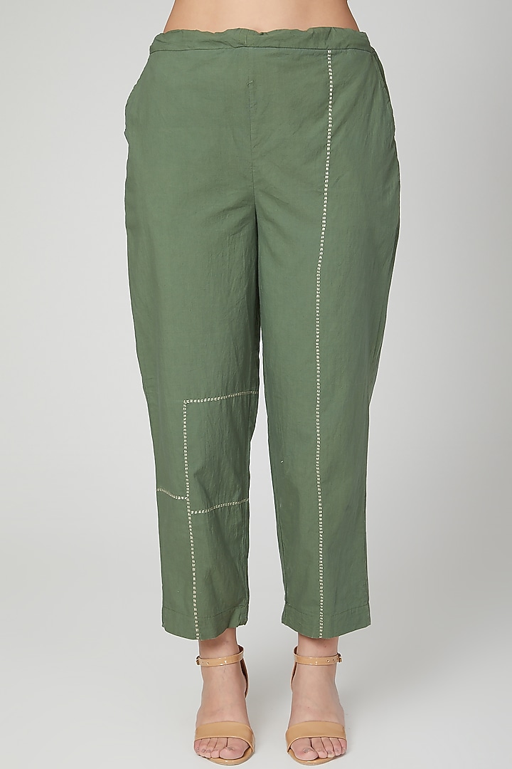 Olive Green Shirt For Girls by Chambray - Kids at Pernia's Pop Up Shop