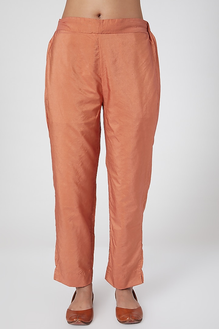 Orange Embroidered Kurta Set For Girls by Chambray - Kids at Pernia's Pop Up Shop