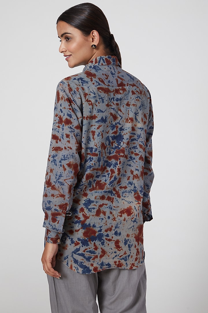 Grey Printed Shirt For Girls by Chambray - Kids at Pernia's Pop Up Shop