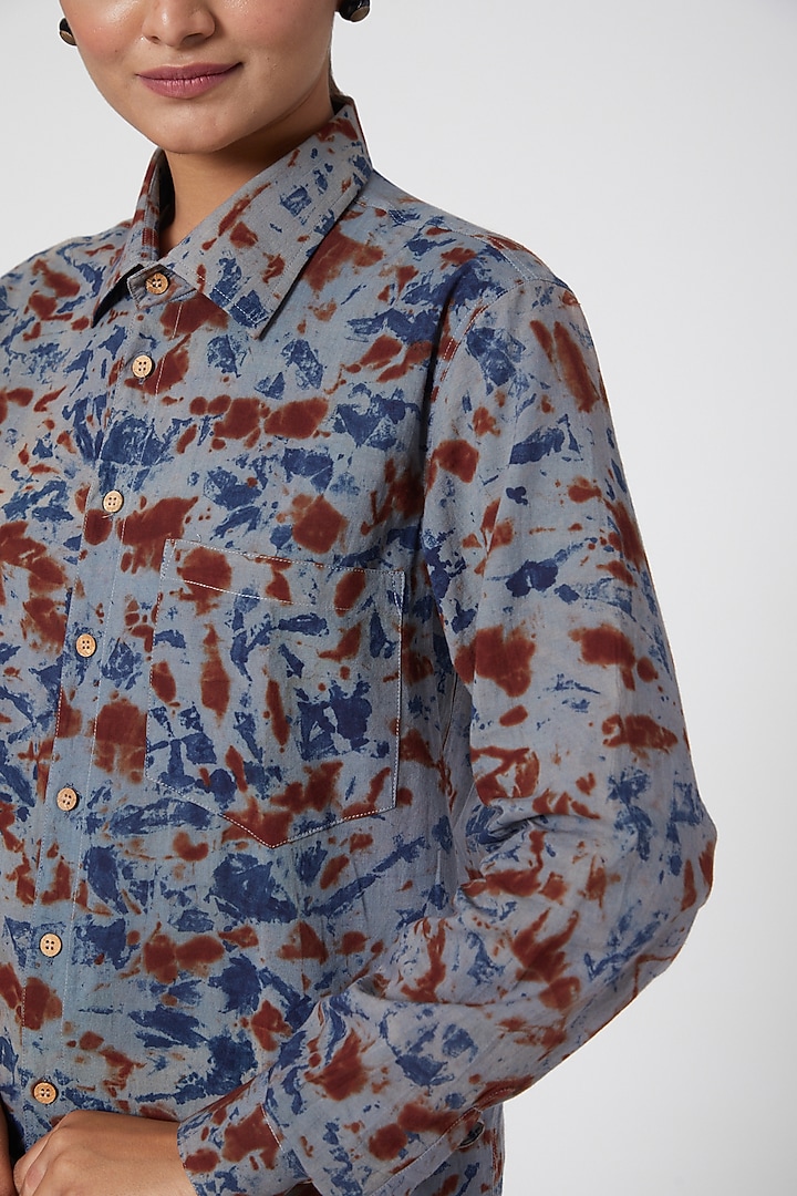 Grey Printed Shirt For Girls by Chambray - Kids at Pernia's Pop Up Shop