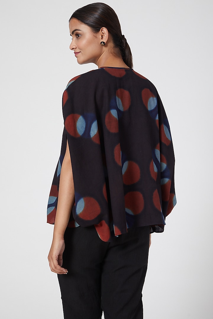Black Printed Circle Shirt For Girls by Chambray - Kids at Pernia's Pop Up Shop