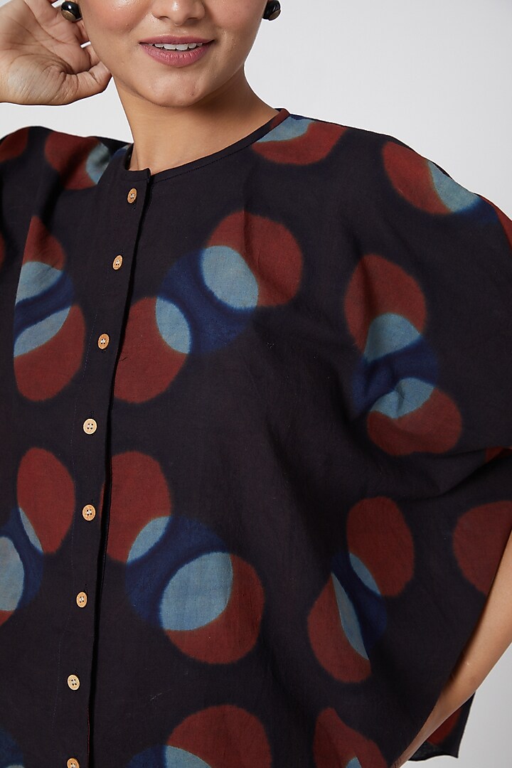 Black Printed Circle Shirt For Girls by Chambray - Kids at Pernia's Pop Up Shop