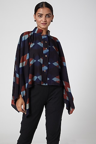 Black Printed Free Fall Shirt For Girls by Chambray - Kids
