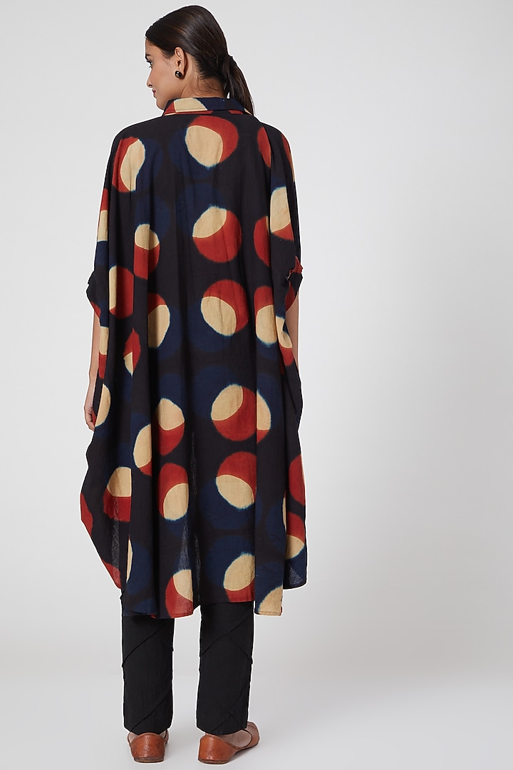 Black Circle Printed Shirt For Girls by Chambray - Kids at Pernia's Pop Up Shop