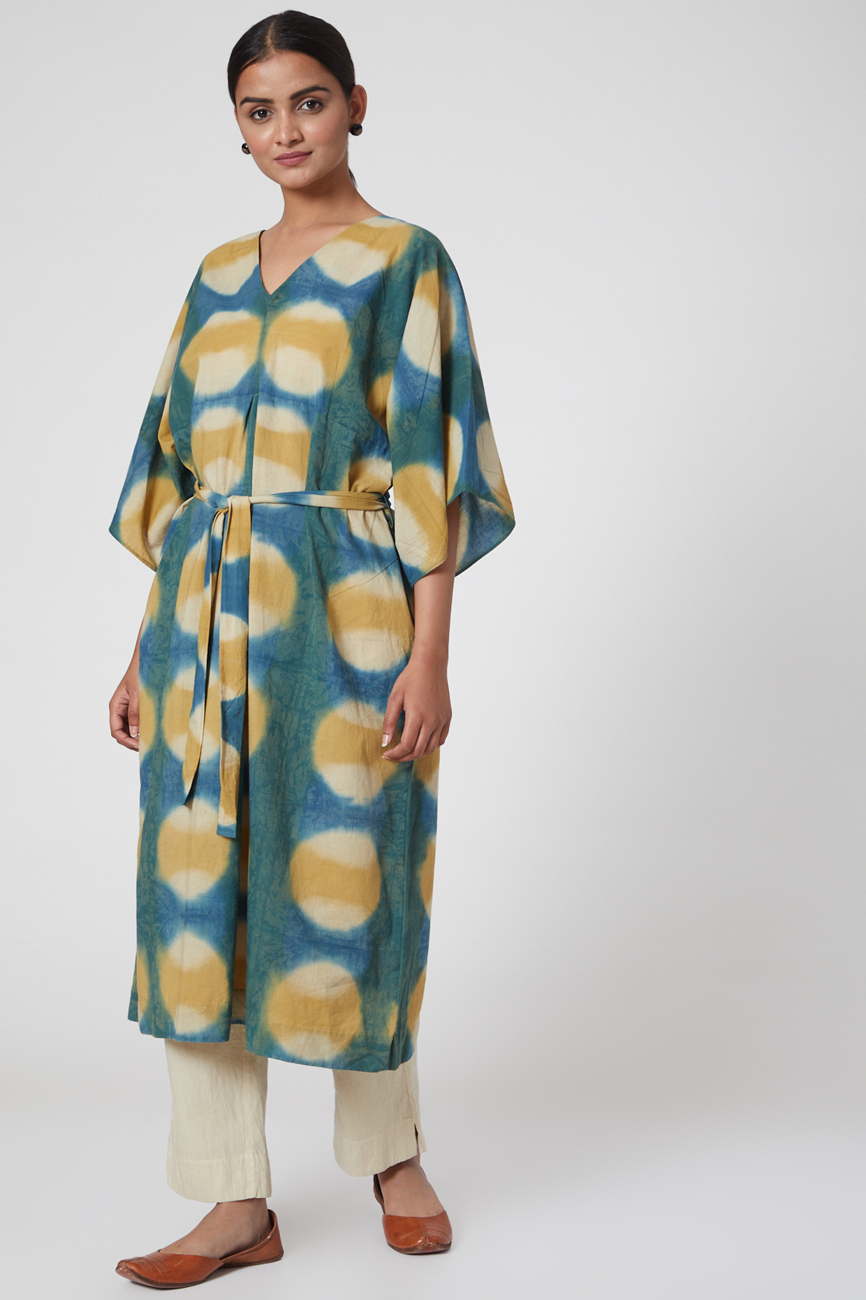 Turquoise Green Printed Tunic Set For Girls by Chambray - Kids at Pernia's Pop Up Shop
