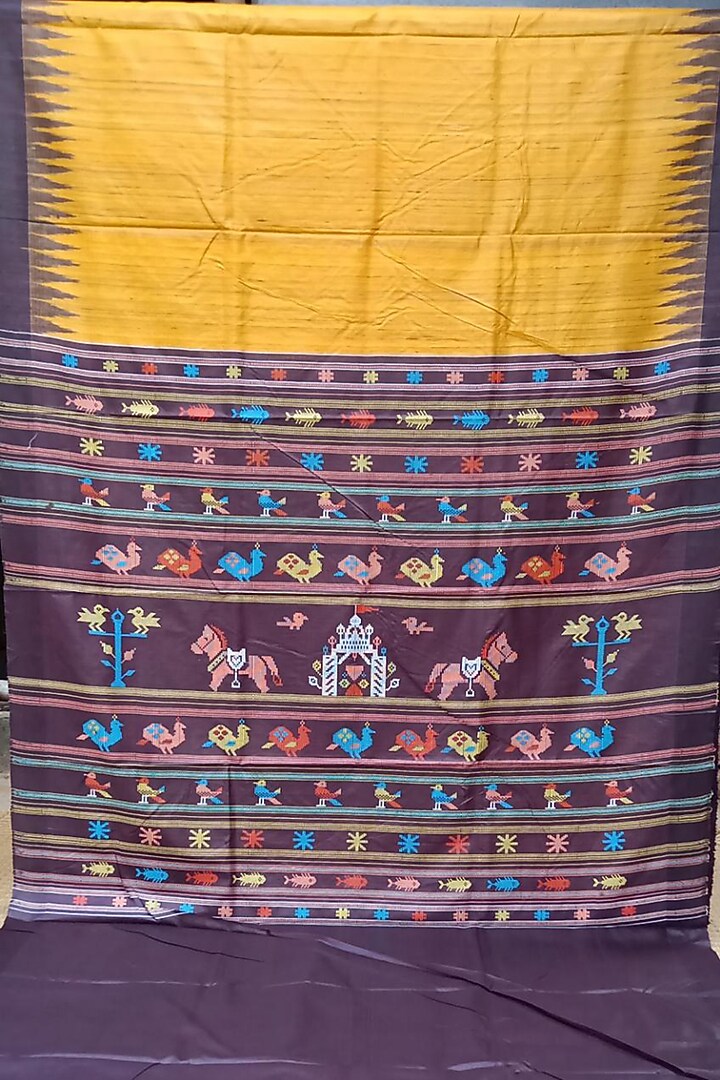 Green & Purple Handwoven Saree by Chatrubhuja Das (Junior) at Pernia's Pop Up Shop