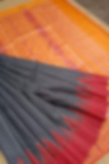 Black & Orange Handwoven Saree by Chatrubhuja Das (Junior) at Pernia's Pop Up Shop