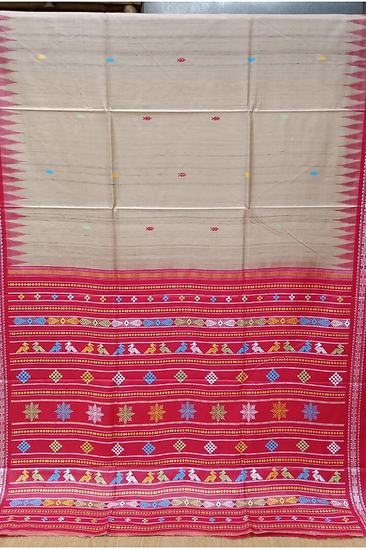 Beige Handwoven Saree by Chatrubhuja Das (Junior) at Pernia's Pop Up Shop