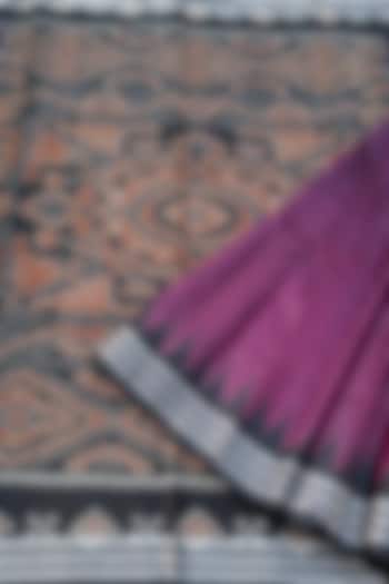 Wine Tie & Dye Handwoven Saree by Chatrubhuja Das (Junior)