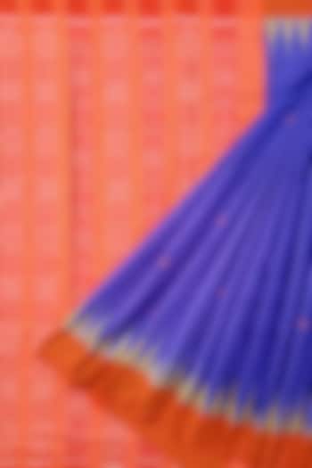 Blue & Orange Handwoven Saree by Chatrubhuja Das (Junior)