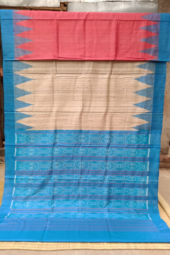 Red & Blue Handwoven Saree by Chatrubhuja Das (Junior) at Pernia's Pop Up Shop