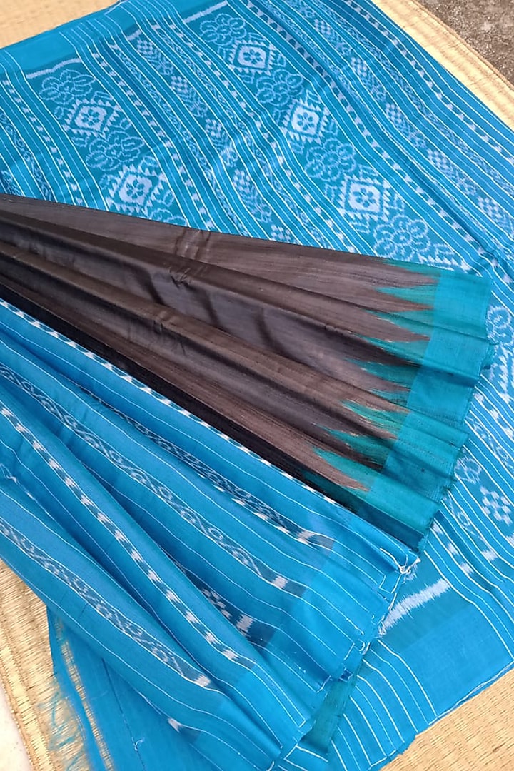 Black & Turquoise Handwoven Saree by Chatrubhuja Das (Junior) at Pernia's Pop Up Shop