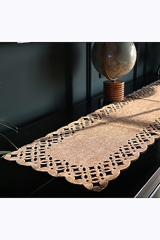 Brown Suede Table Runner by Chrysante By Gunjan Gupta