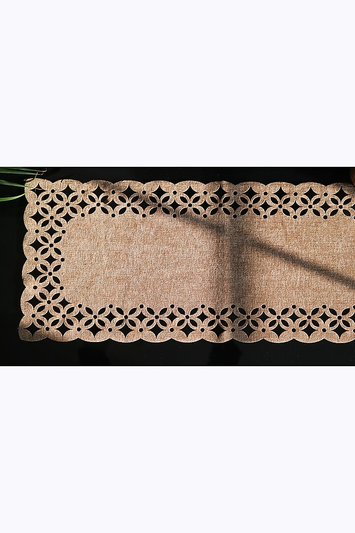 Brown Suede Table Runner by Chrysante By Gunjan Gupta at Pernia's Pop Up Shop