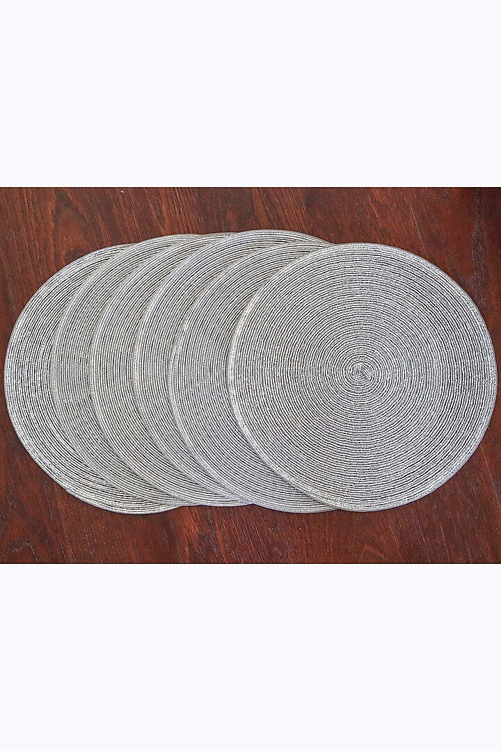 Silver Geometric Round Table Mats (Set of 6) by Chrysante By Gunjan Gupta at Pernia's Pop Up Shop