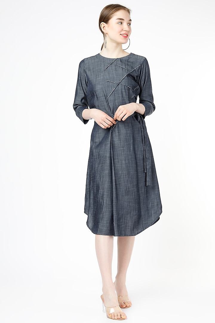 Blue Tie-Up Dress by Chambray & Co.