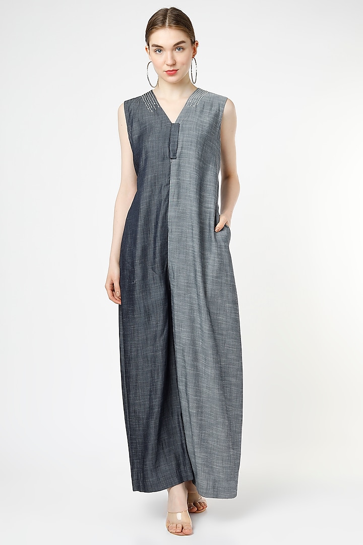 Blue Half & Half Jumpsuit by Chambray & Co.