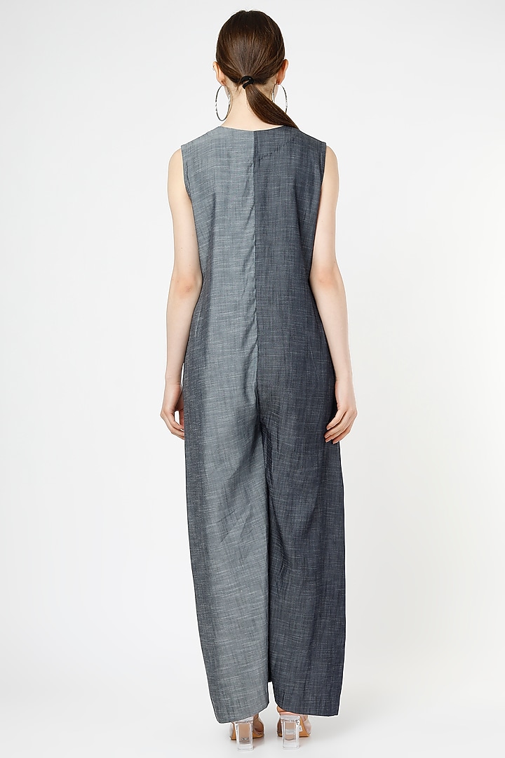 Blue Half & Half Jumpsuit by Chambray & Co. at Pernia's Pop Up Shop