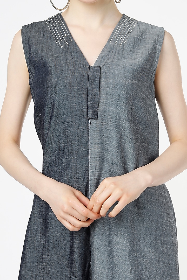 Blue Half & Half Jumpsuit by Chambray & Co. at Pernia's Pop Up Shop