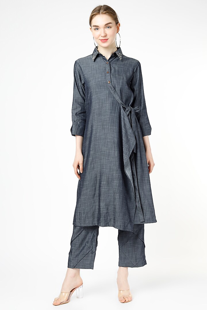 Blue Cotton Linen Tunic by Chambray & Co.