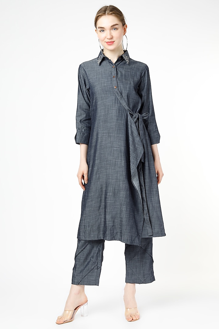 Blue Cotton Linen Tunic by Chambray & Co. at Pernia's Pop Up Shop