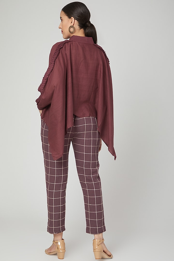 Wine Oversized Shirt With Pants by Chambray & Co. at Pernia's Pop Up Shop