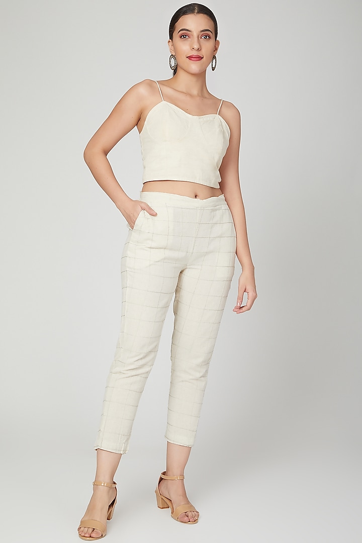 White Noodle Strap Bustier With Pants by Chambray & Co. at Pernia's Pop Up Shop