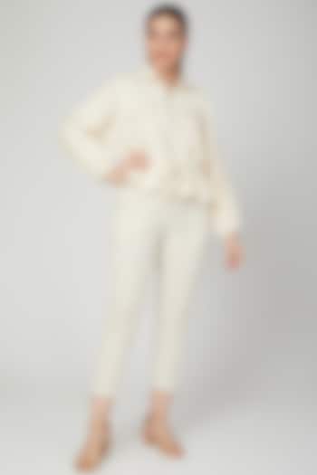 Ivory Bomber Jacket With Pants by Chambray & Co.