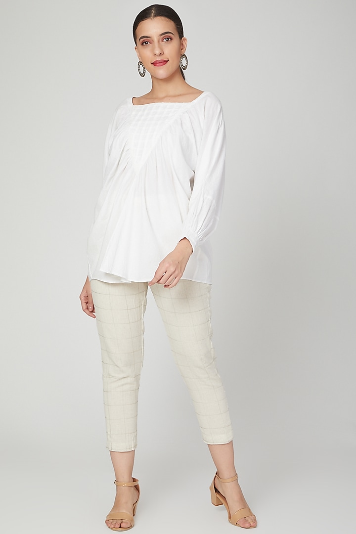 White Pleated Top by Chambray & Co.