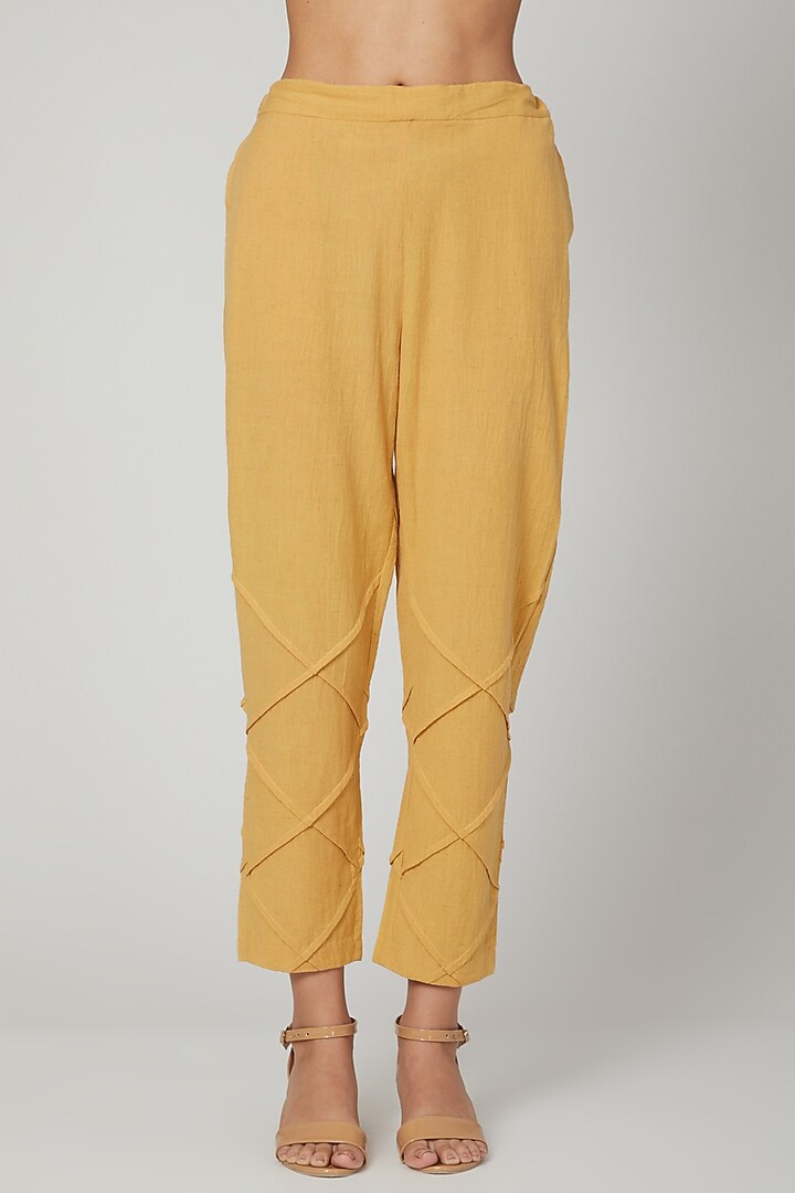 Mustard Statement Sleeves Shirt With Pants by Chambray & Co. at Pernia's Pop Up Shop