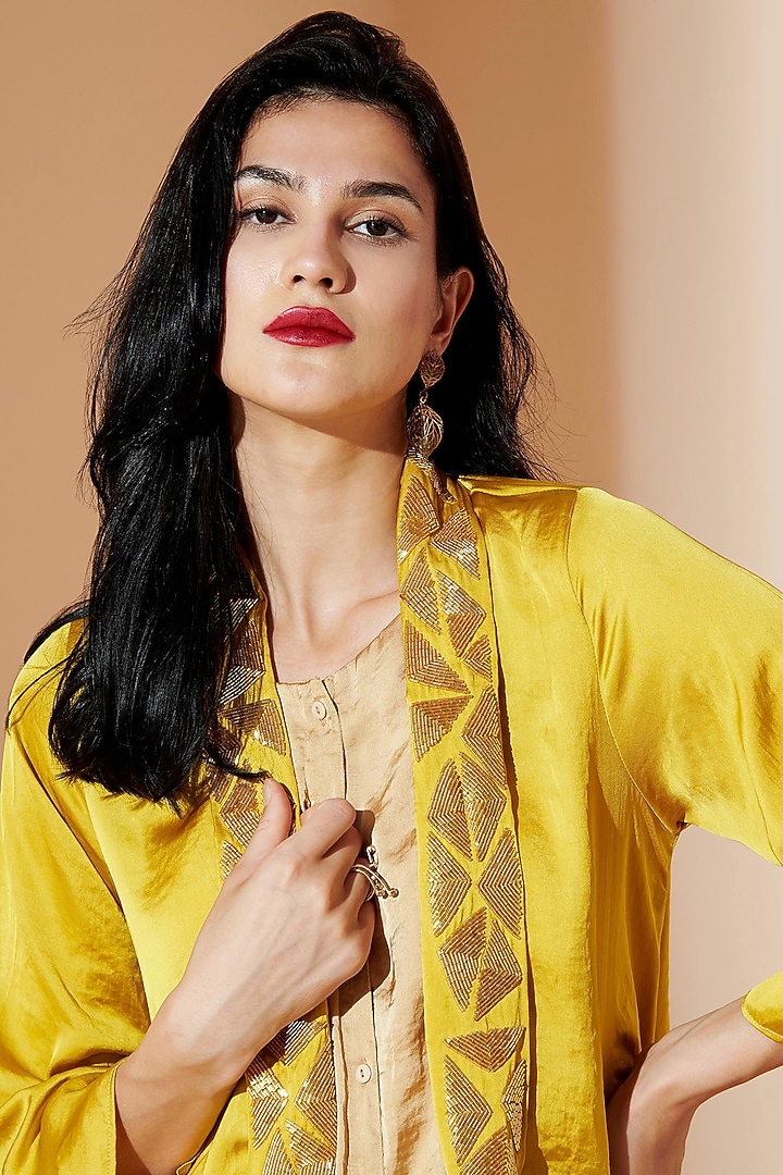Mustard Embroidered Tunic by Chique Clothing at Pernia's Pop Up Shop