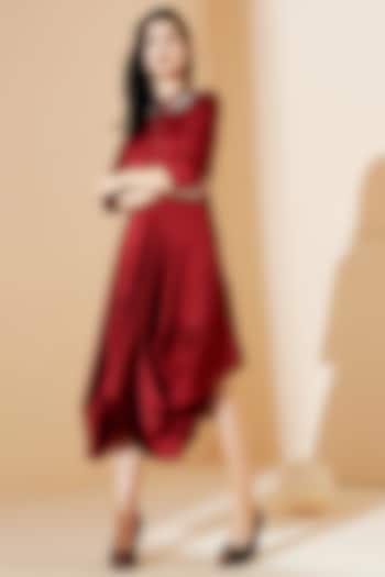 Wine Satin Summer Dress  by Chique Clothing at Pernia's Pop Up Shop