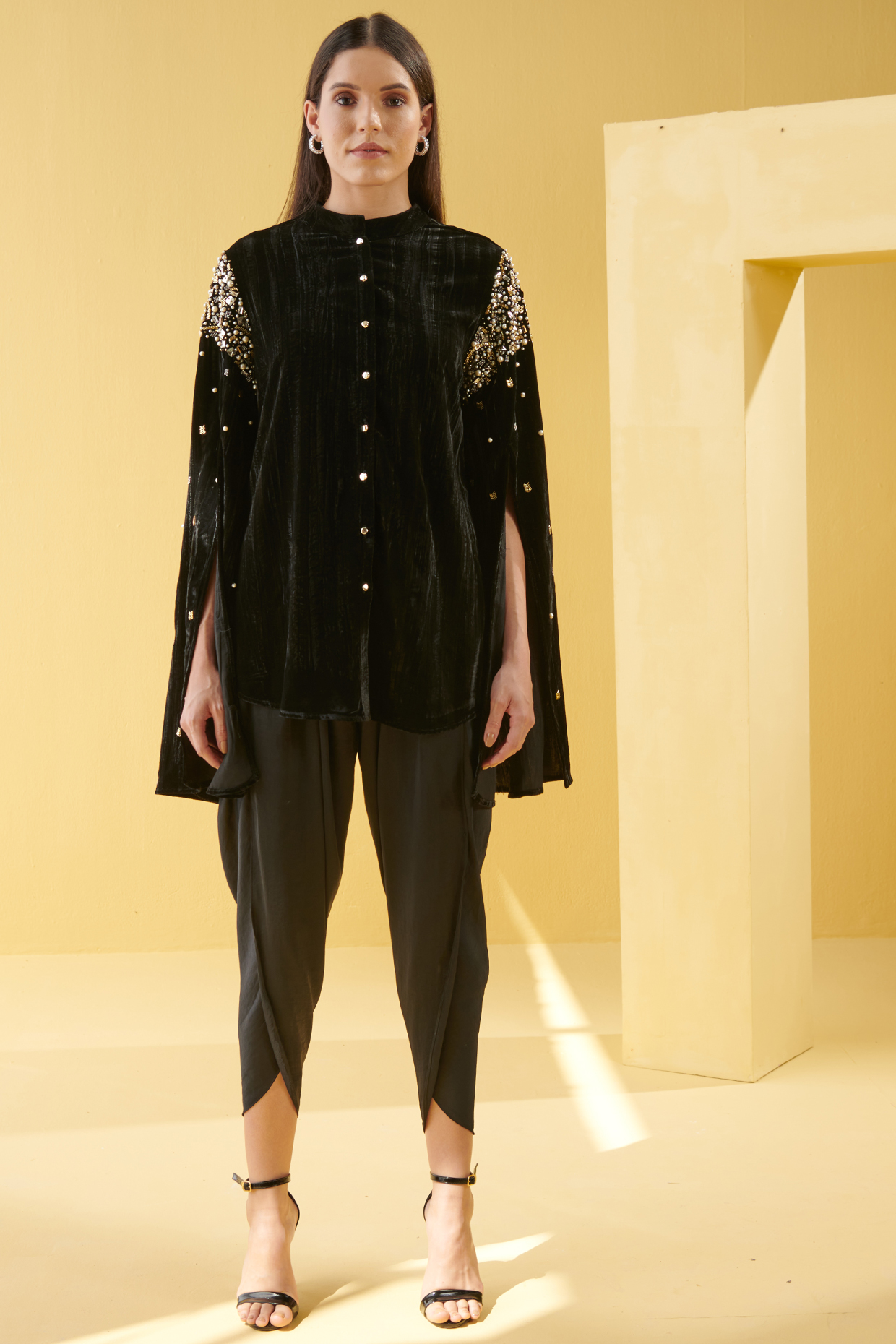 Black Beads Embroidered Shirt by Chique Clothing at Pernia's Pop Up Shop