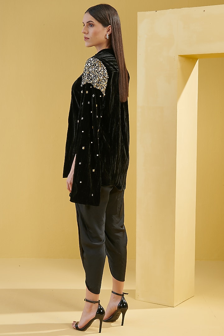 Black Beads Embroidered Shirt by Chique Clothing at Pernia's Pop Up Shop