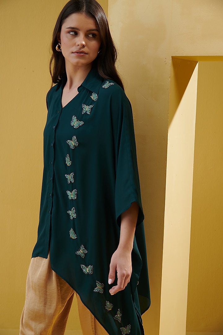 Emerald Green Beaded Tunic by Chique Clothing